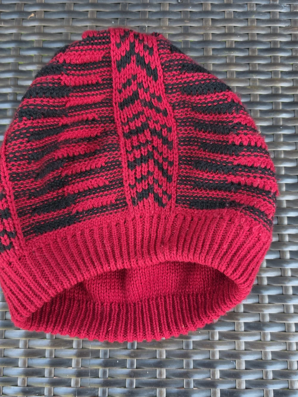 Anne Klein II Womens's Red and Black Knit Beanie